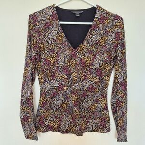 RW&CO Multicolor Floral Print Long Sleeve V-Neck Top – Size XS